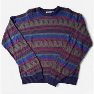 Vintage Robert Bruce Southwestern Pattern Knit Sweater Multicolor USA Made 2XL